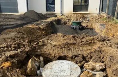 Terrassement pour mise en place d'un récupérateur d'eau pluvial et un puisard par Terra BTF-3